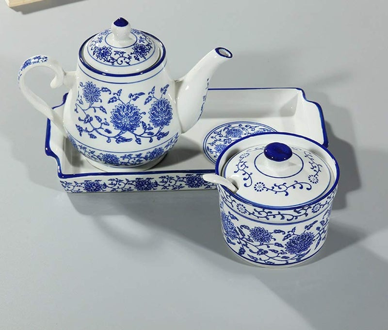 123Arts Ceramic Sugar Bowl Flower Relief Seasoning Jar Spice Jar with Lid and Spoon - Image 4